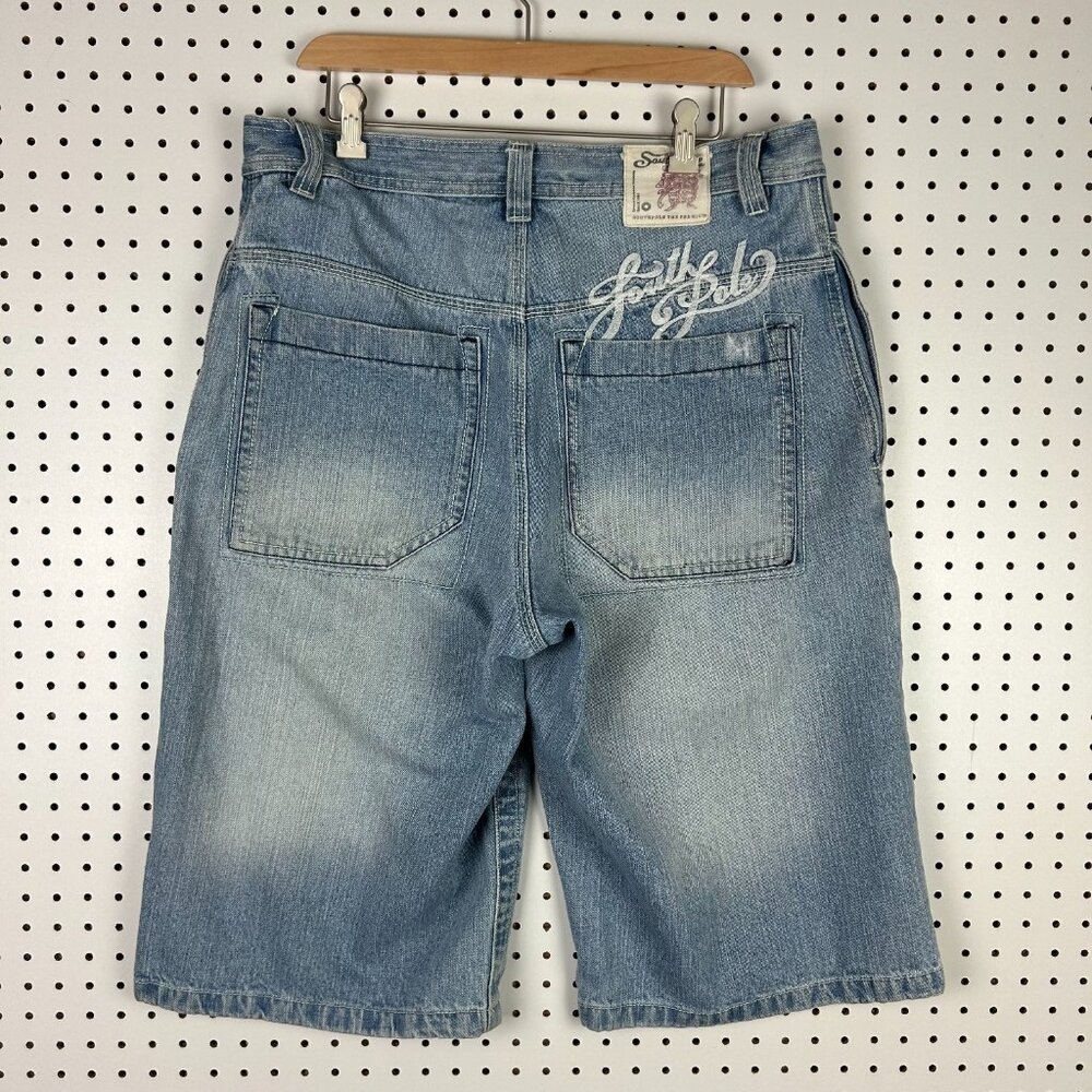 Southpole Y2K Light Wash Jorts Shorts Size 36 Distressed Skater Punk Graffiti
